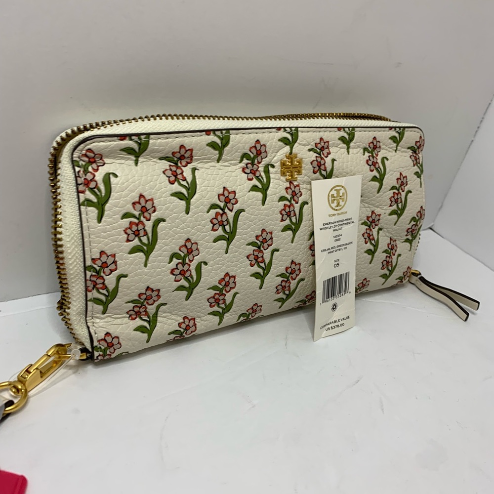 *NWT Authentic Tory Burch Emerson Mixed Print Zip Continental Wa…